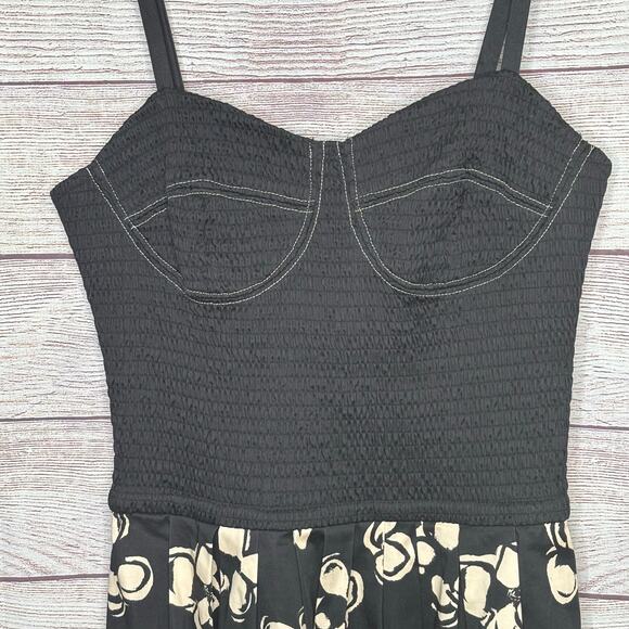 Marina Moscone Smocked Cotton Bustier Trendy Designer Lux Midi Dress Size 8 - Picture 11 of 16